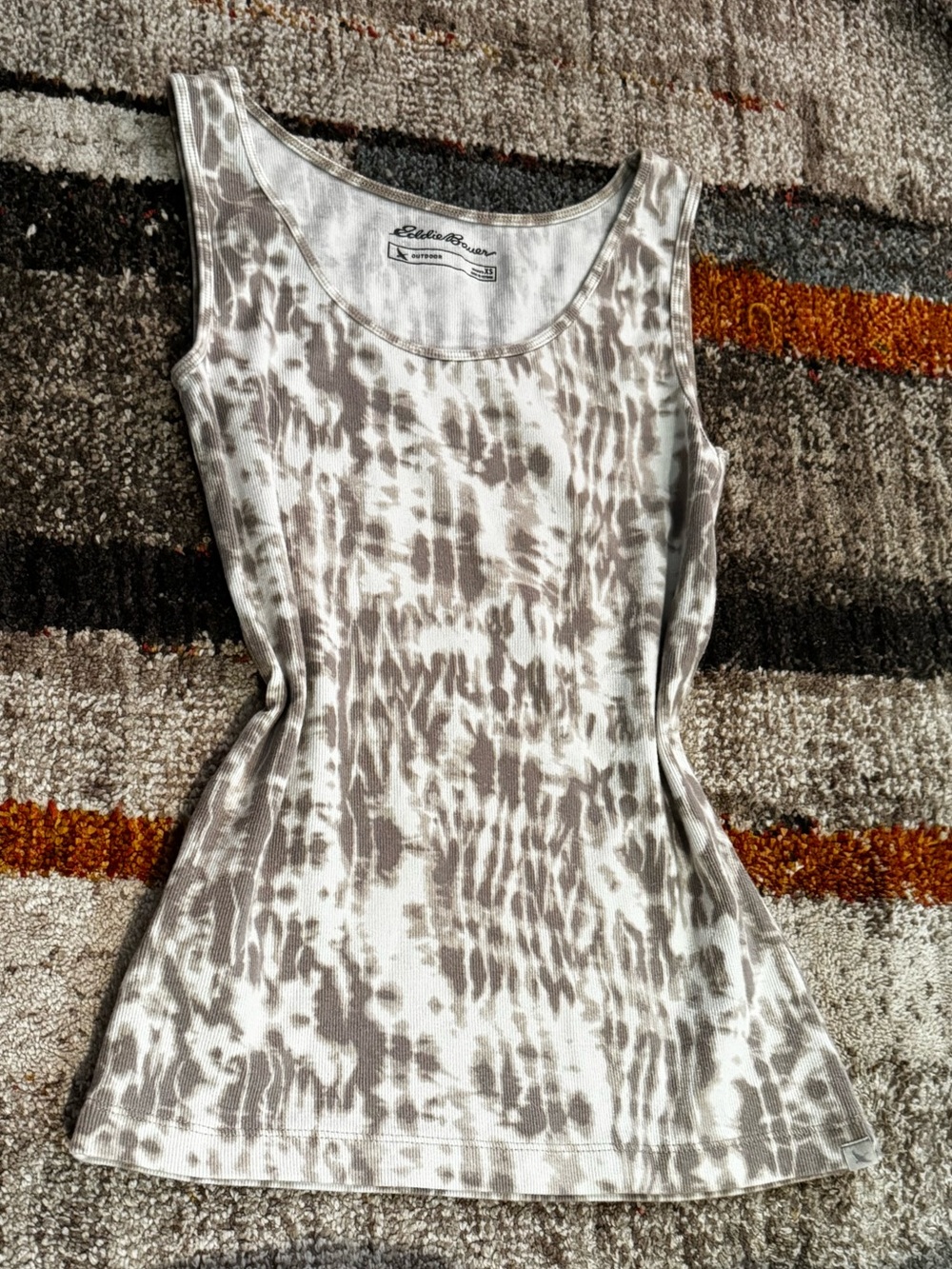 Eddie Bauer Outdoor Tie Dye Ribbed Tank Top XS Beige Cream Y2K